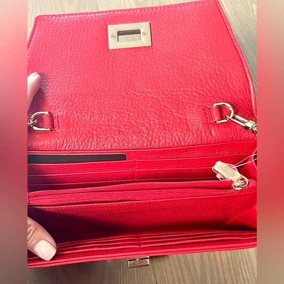Danier Red Leather Crossbody with Gold Chain Straps - Picture 2 of 5